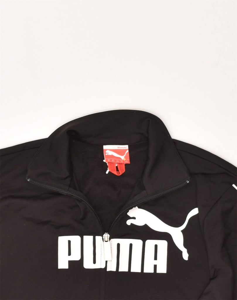 PUMA Boys Graphic Tracksuit Top Jacket 13-14 Years Black Polyester | Vintage Puma | Thrift | Second-Hand Puma | Used Clothing | Messina Hembry 