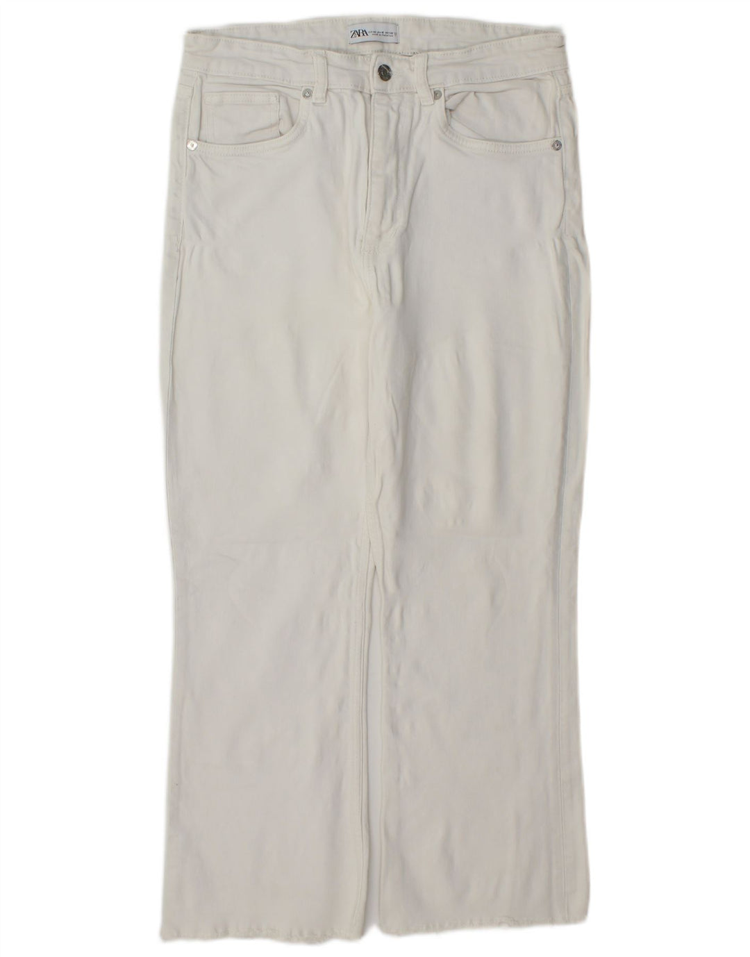 Zara Womens Straight Cropped Trousers Large W32 L25 White
