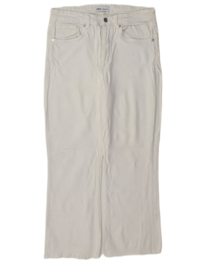Zara Womens Straight Cropped Trousers Large W32 L25 White