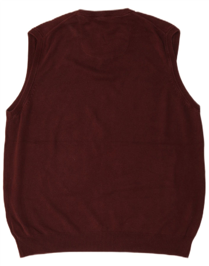 Marks & Spencer Mens Blue Harbour Vest Tank Top Large Burgundy Cotton