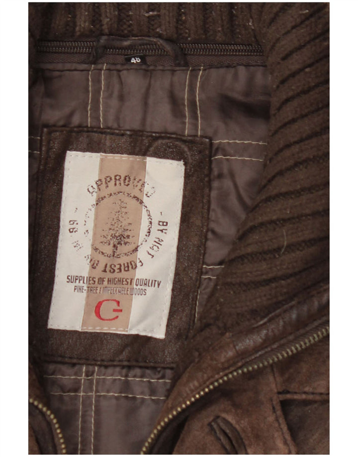 VINTAGE Mens Leather Jacket IT 48 Medium Brown Leather