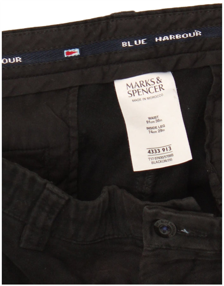 Marks & Spencer Mens Blue Harbour Capri Trousers W36 L23 Black Cotton