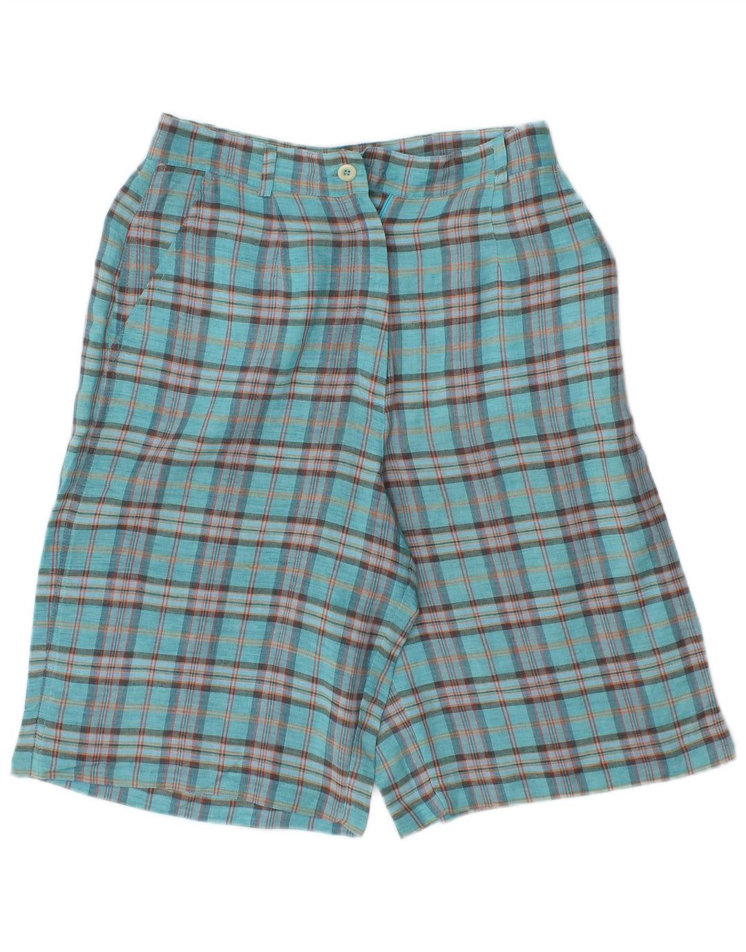 Vintage Womens High Waist Chino Shorts EU 40 Medium W28  Blue Check