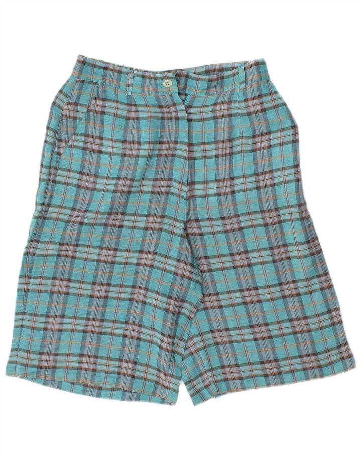 Vintage Womens High Waist Chino Shorts EU 40 Medium W28  Blue Check