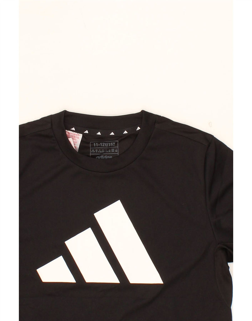 ADIDAS Boys Graphic T-Shirt Top 11-12 Years Black Polyester Vintage Adidas and Second-Hand Adidas from Messina Hembry 