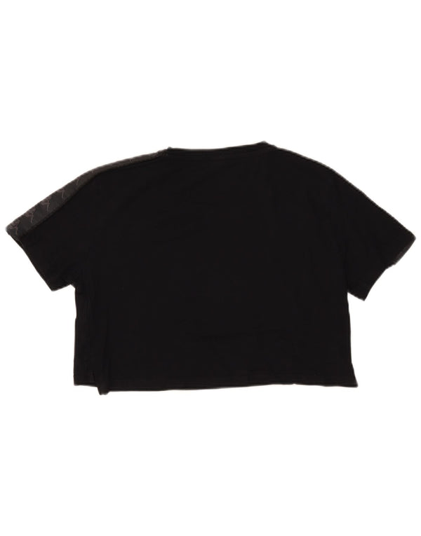 Kappa Womens Crop Oversized Graphic T-Shirt Top UK 6 XS Black Cotton
