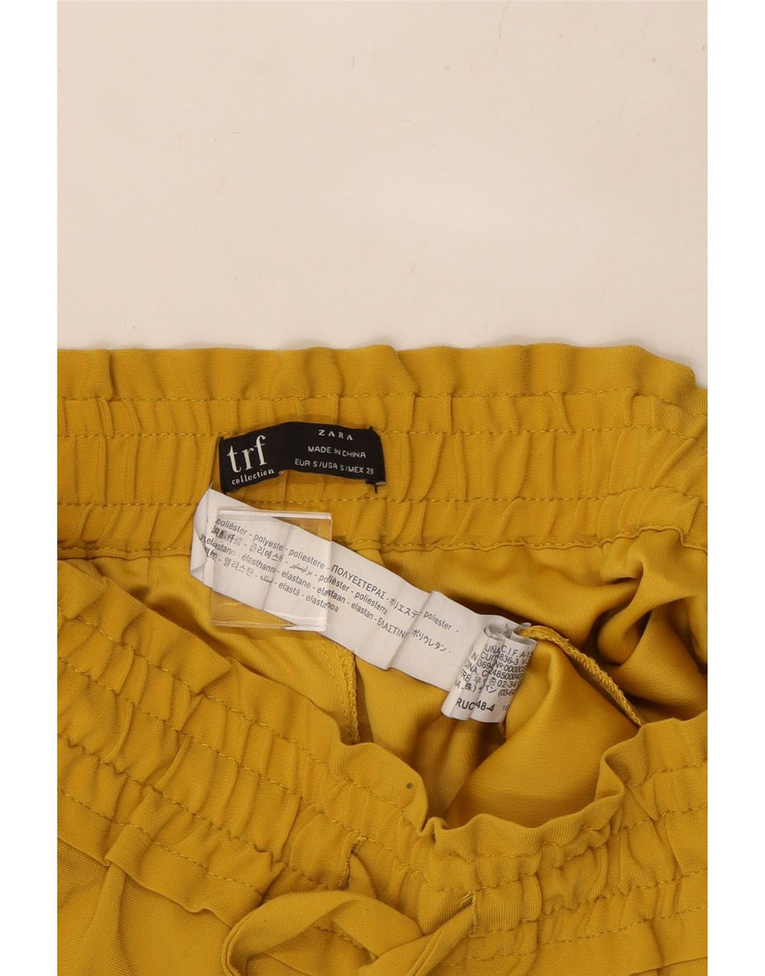 ZARA Womens Tapered Cropped Trousers Small W26 L25 Yellow Polyester