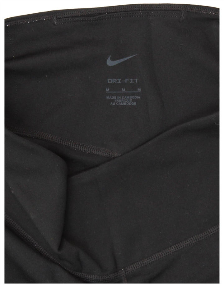 NIKE Womens Dri Fit Crop Leggings UK 12 Medium  Black