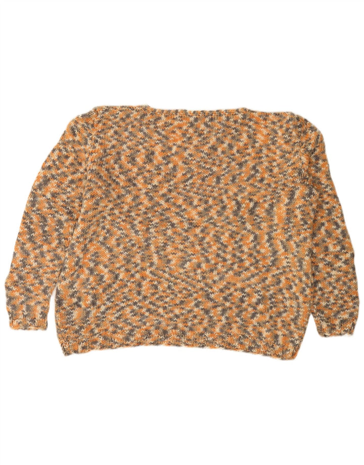 VINTAGE Womens Oversized Boat Neck Jumper Sweater UK 12 Medium Beige