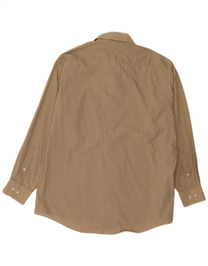 Pierre Cardin Mens Shirt Size 16 1/2 Large Brown Polyester