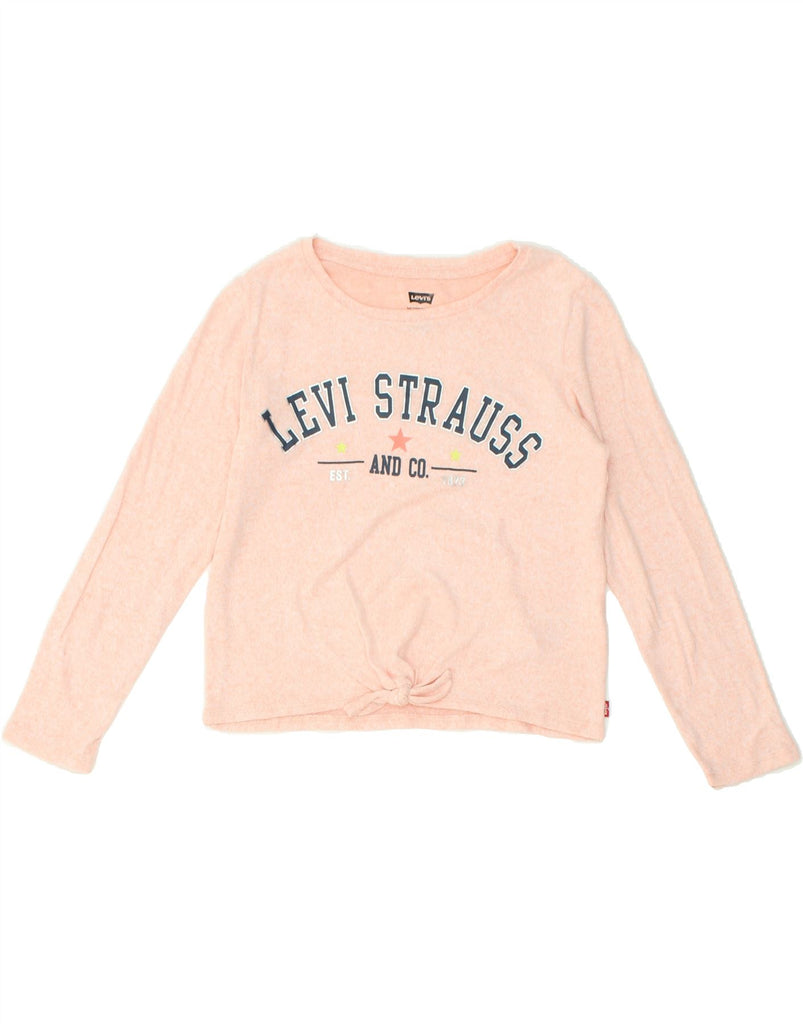 LEVI'S Girls Crop Graphic Crew Neck Jumper Sweater 13-14 Years Pink | Vintage Levi's | Thrift | Second-Hand Levi's | Used Clothing | Messina Hembry 