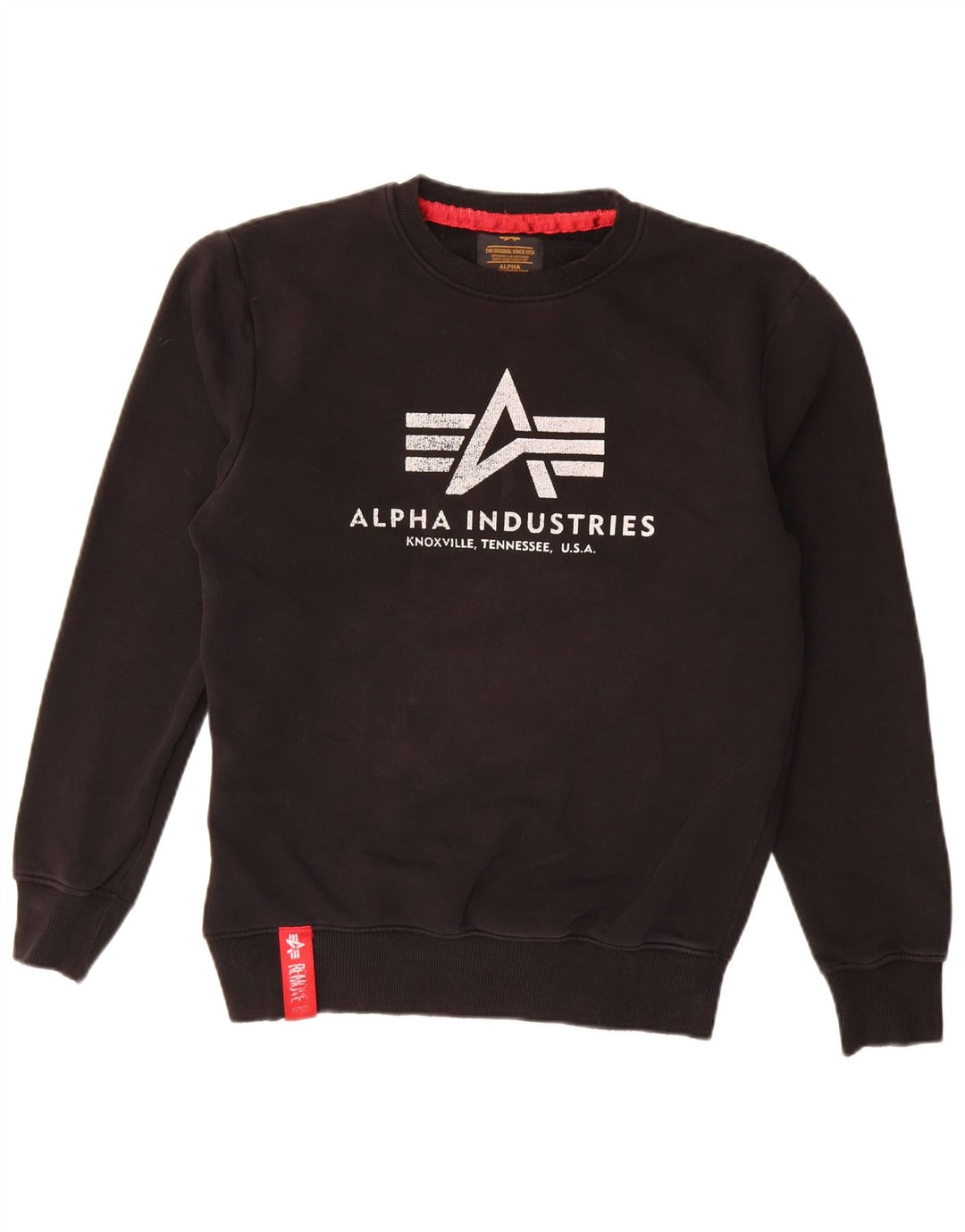 Alpha Industries Mens Graphic Sweatshirt Jumper Small Black