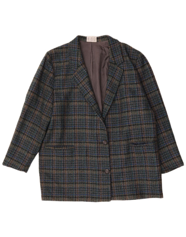 Prisma Womens Relaxed Fit Overcoat IT 46 Large Blue Check Wool