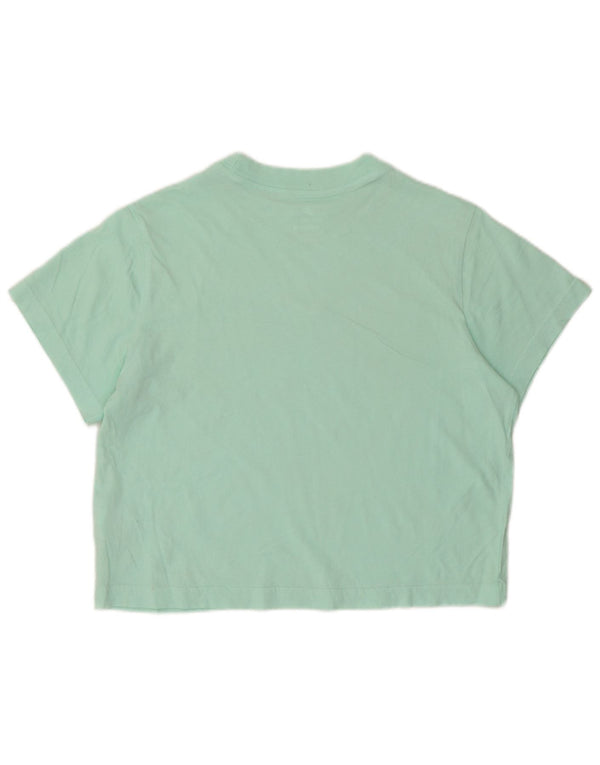 Nike Womens Crop Loose Fit T-Shirt Top UK 16 Large Turquoise Cotton