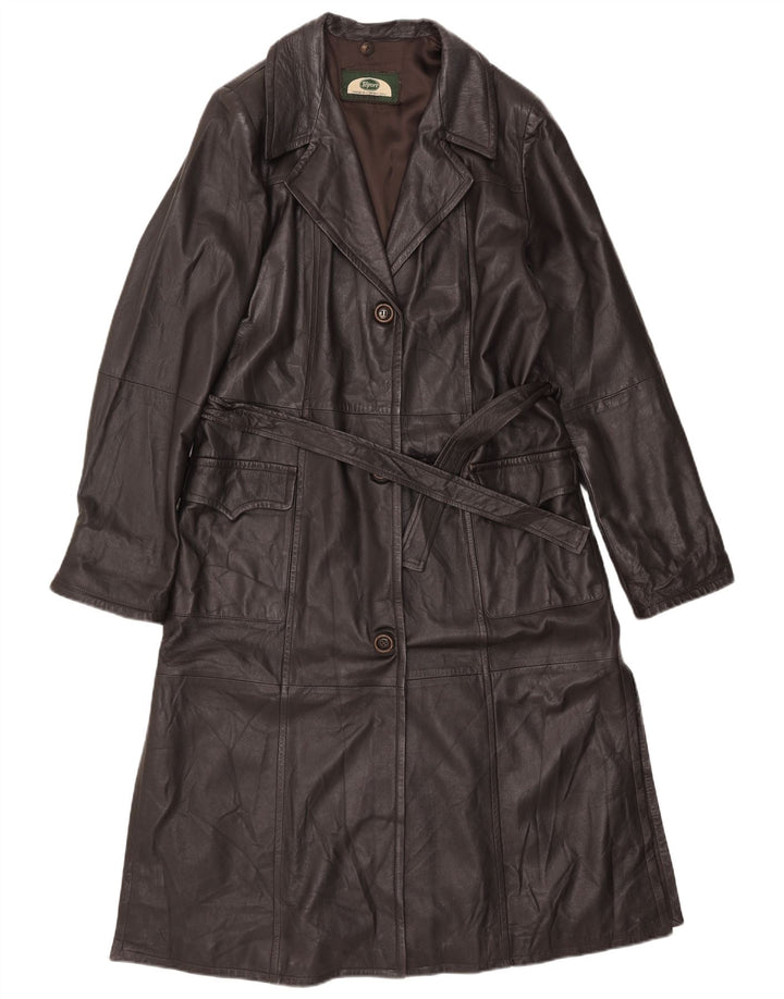 Vintage Womens Leather Coat IT 50 XL Brown Leather