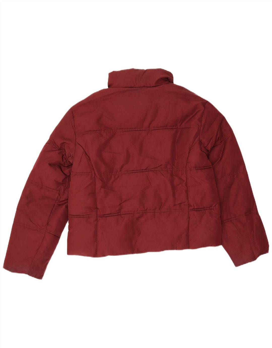 Topshop Womens Crop Oversized Padded Jacket UK 6 XS Burgundy Polyester