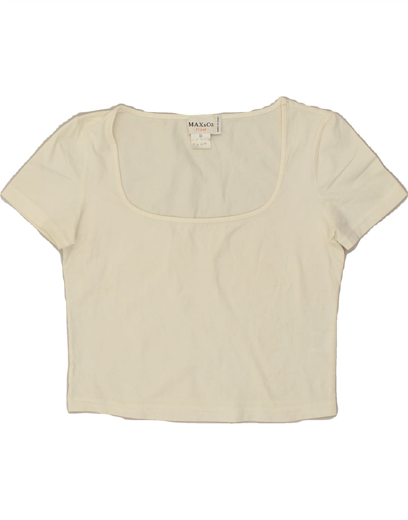 MAX & CO. Womens Crop Top UK 12 Medium Off White Polyester | Vintage Max & Co. | Thrift | Second-Hand Max & Co. | Used Clothing | Messina Hembry 