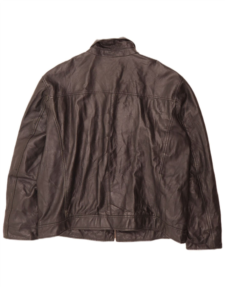 In Extenso Mens Leather Jacket UK 44 2XL Black