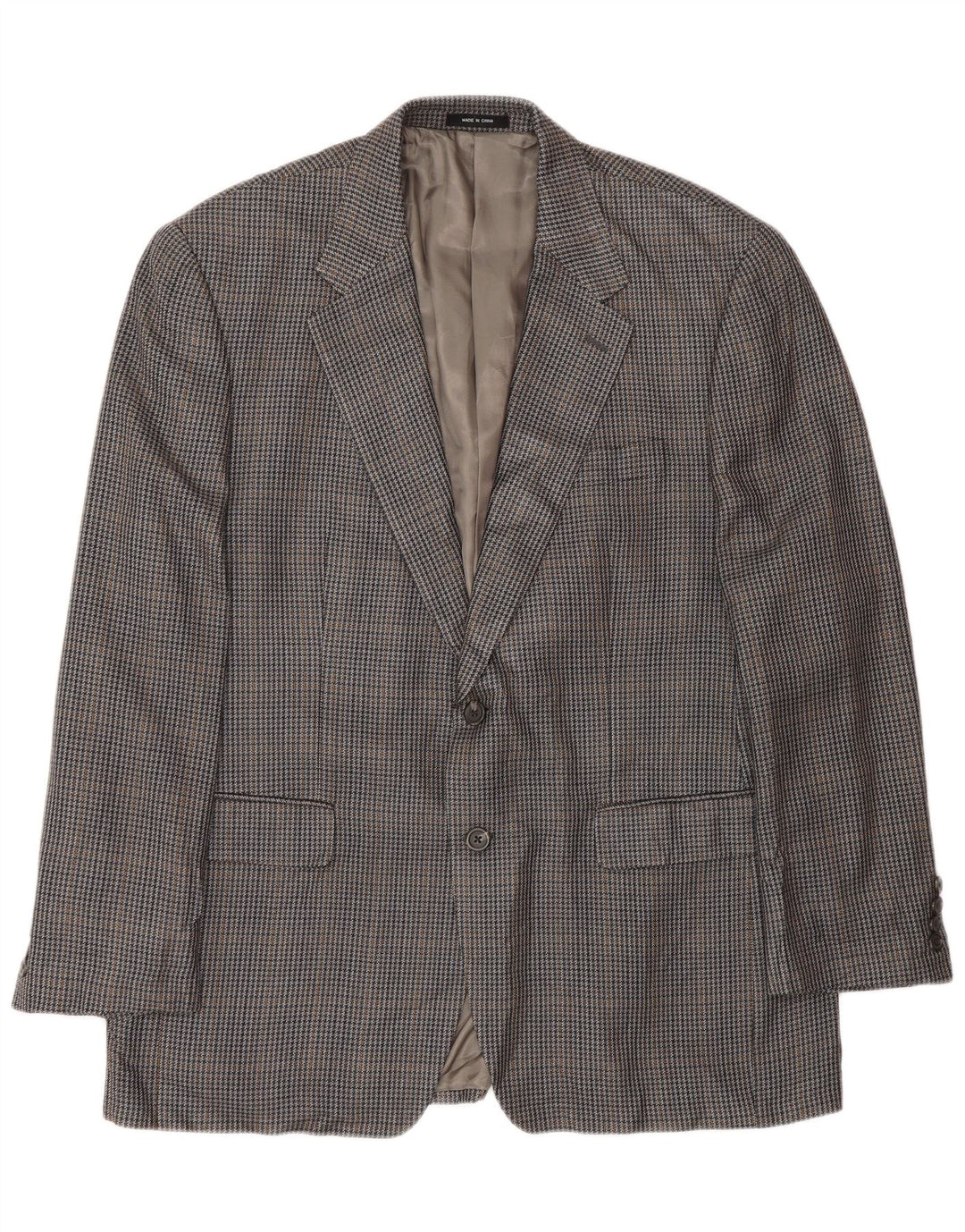 Chaps Mens 2 Button Blazer Jacket UK 42 XL Grey Houndstooth