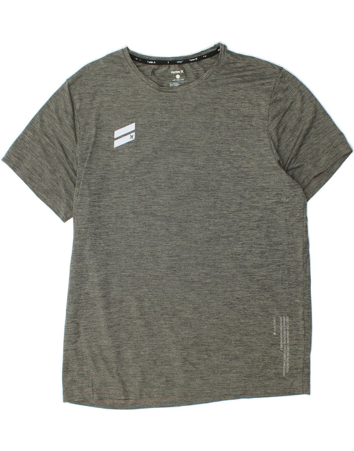 HURLEY Mens T-Shirt Top XL Grey Flecked Polyester Vintage Hurley and Second-Hand Hurley from Messina Hembry 