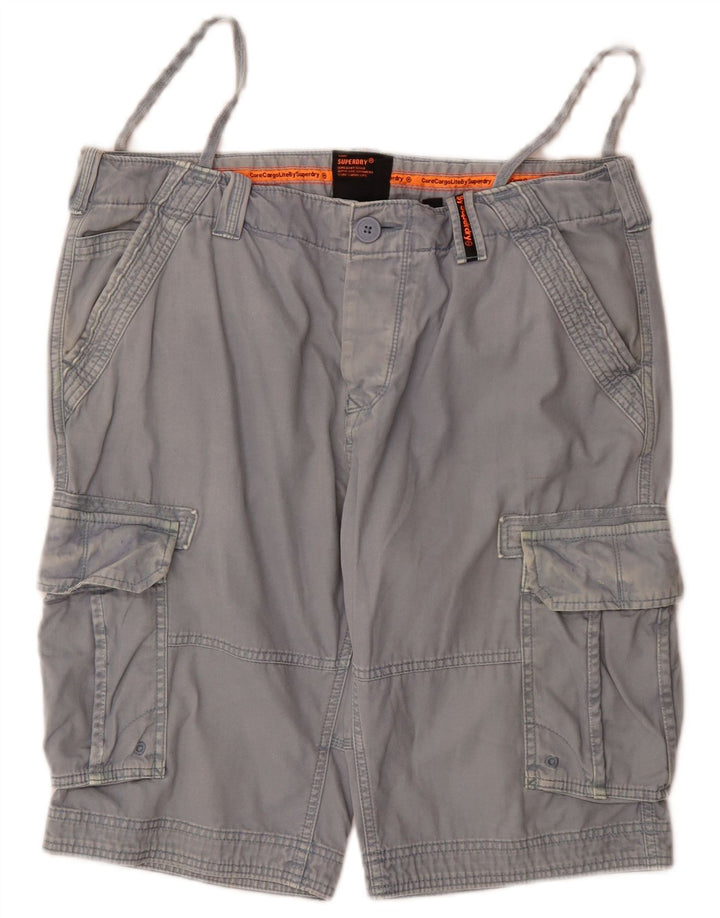 Superdry Mens Cargo Shorts W36 Large Blue Cotton