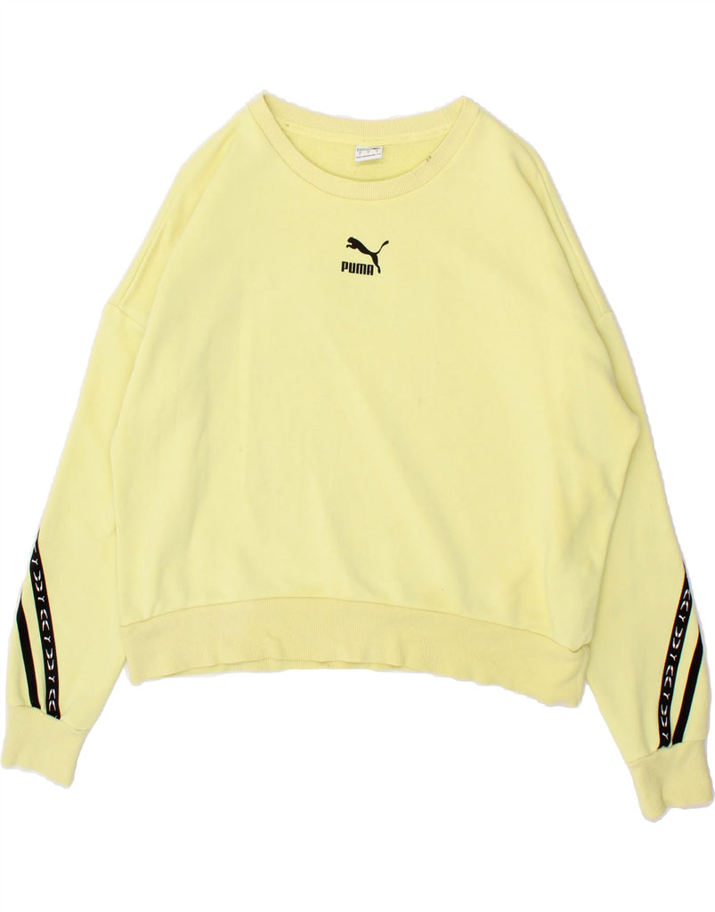 PUMA Mens Graphic Sweatshirt Jumper Small Yellow Cotton | Vintage Puma | Thrift | Second-Hand Puma | Used Clothing | Messina Hembry 