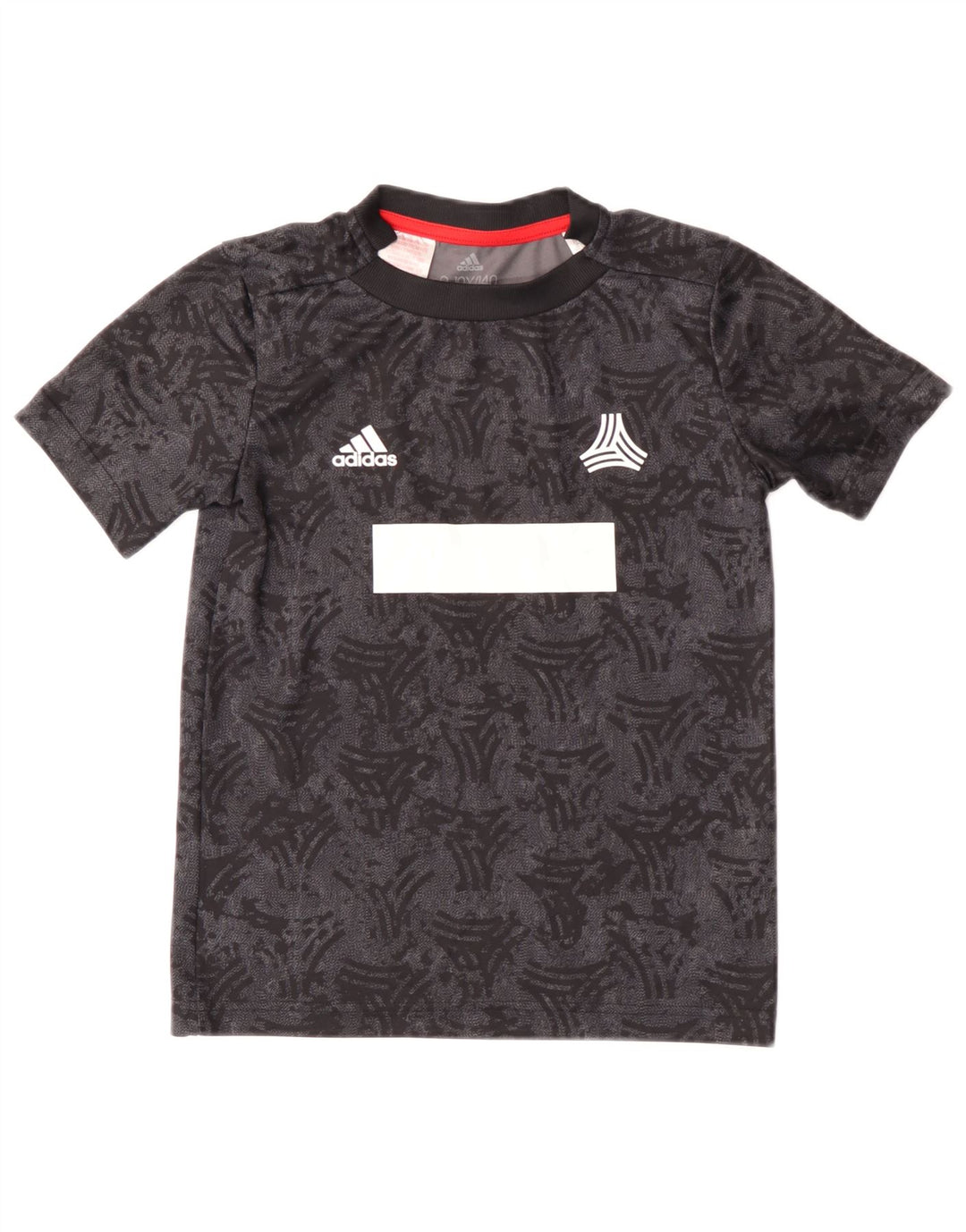 Adidas Boys Graphic T-Shirt Top 9-10 Years Black Geometric Polyester