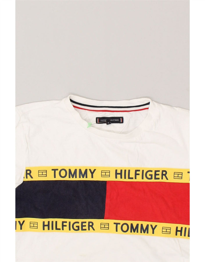 TOMMY HILFIGER Boys Graphic T-Shirt Top 11-12 Years White Cotton | Vintage Tommy Hilfiger | Thrift | Second-Hand Tommy Hilfiger | Used Clothing | Messina Hembry 