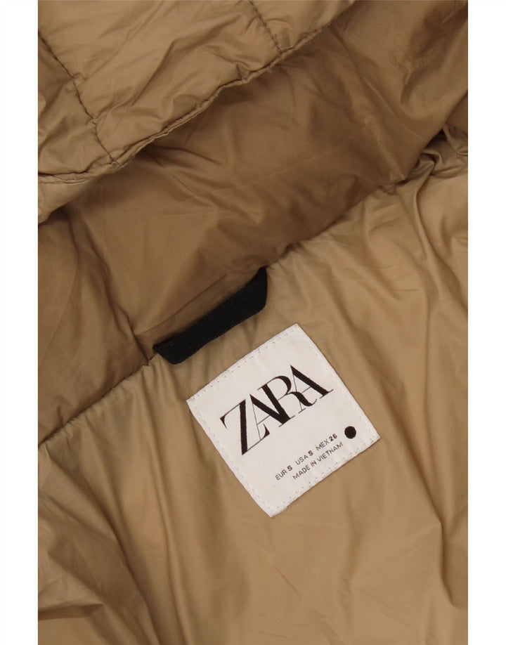 Zara Mens Hooded Padded Jacket UK 36 Small Beige
