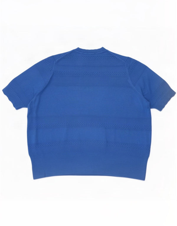 Marks & Spencer Womens Short Sleeve Crew Neck Jumper Sweater UK 20 2XL Blue