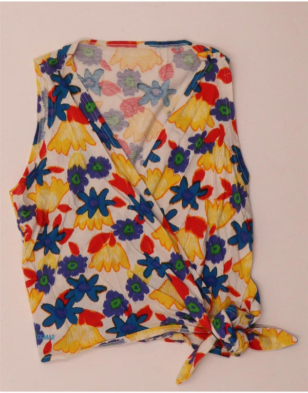 Colmar Womens Wrap Crop Top UK 14 Large Multicoloured Floral Cotton