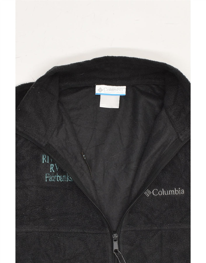 COLUMBIA Mens Graphic Fleece Jacket UK 40 Large Black Polyester | Vintage Columbia | Thrift | Second-Hand Columbia | Used Clothing | Messina Hembry 