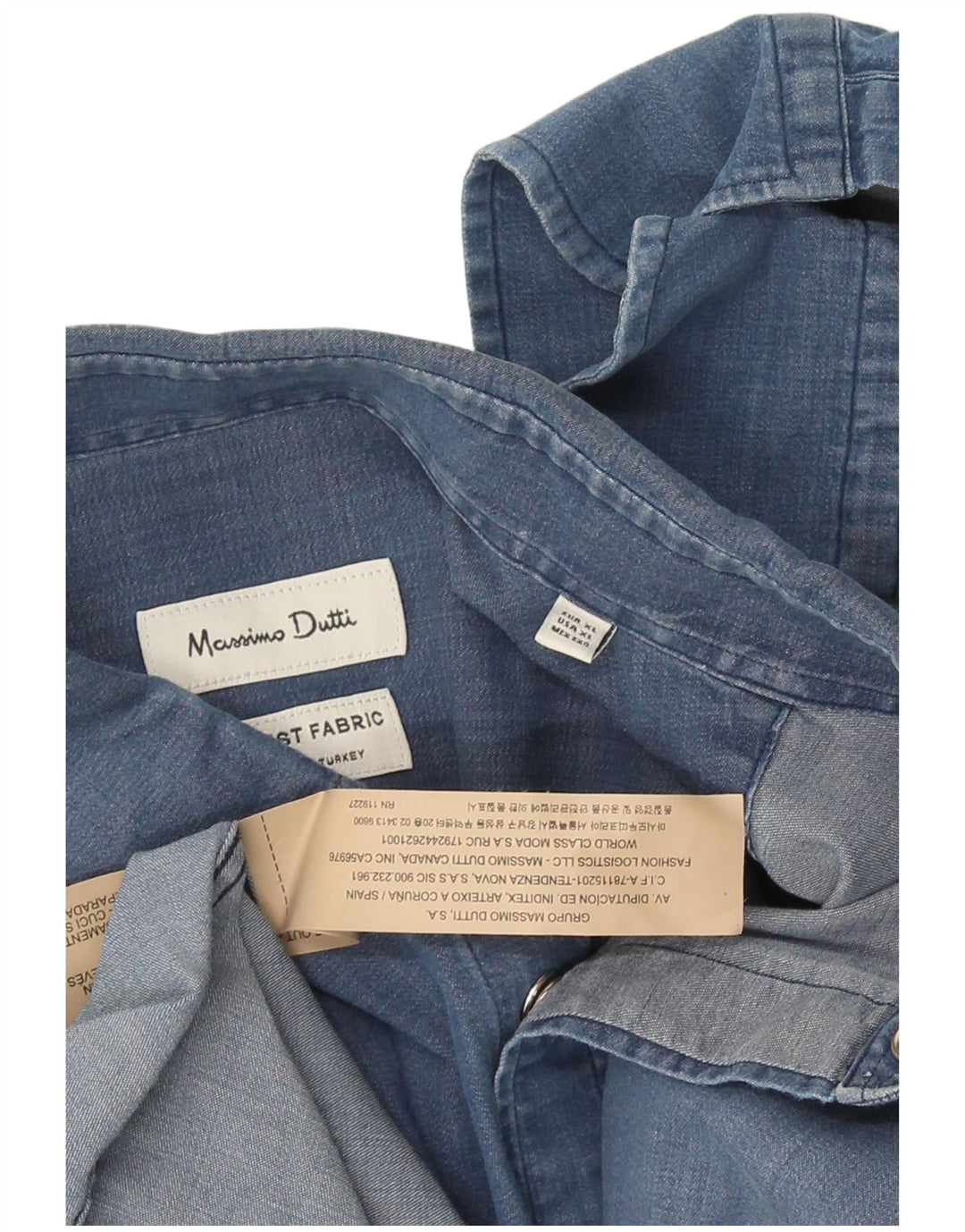 Massimo Dutti Mens Regular Fit Denim Shirt XL Blue Cotton