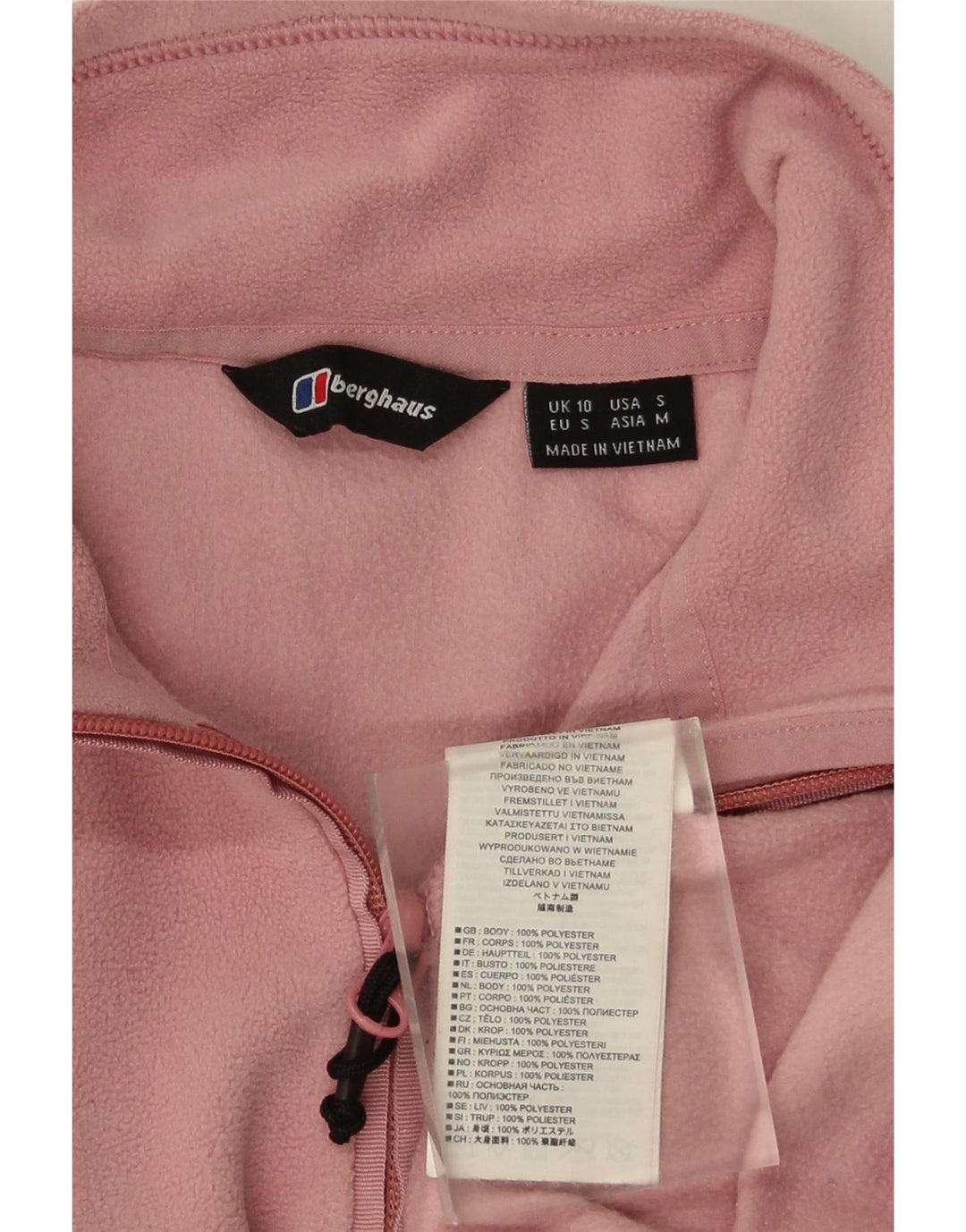 Berghaus Womens Zip Neck Fleece Jumper UK 10 Small Pink Polyester