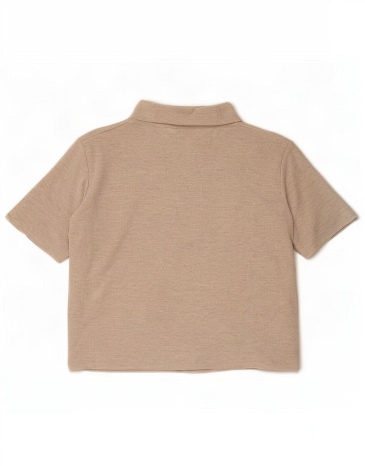 Zara Womens Trafaluc Crop T-Shirt Top UK 14 Medium Beige Polyester