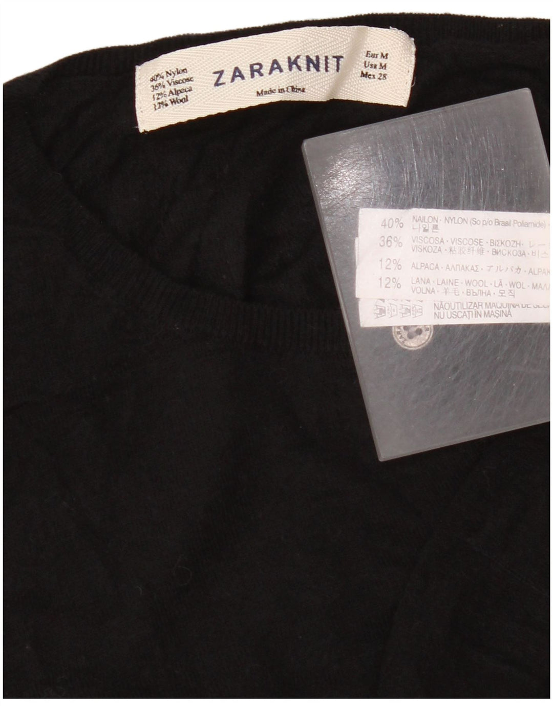 Zara Womens Cardigan Sweater UK 14 Medium Black Nylon