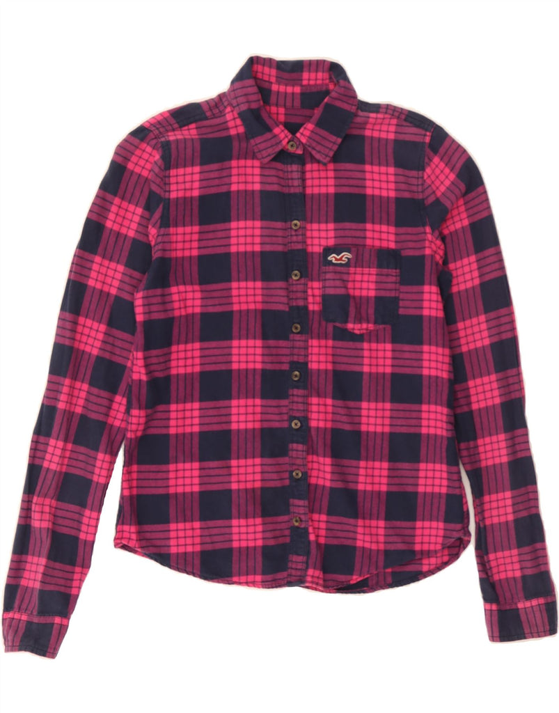 HOLLISTER Womens Flannel Shirt UK 12 Medium Pink Check Cotton Vintage Hollister and Second-Hand Hollister from Messina Hembry 