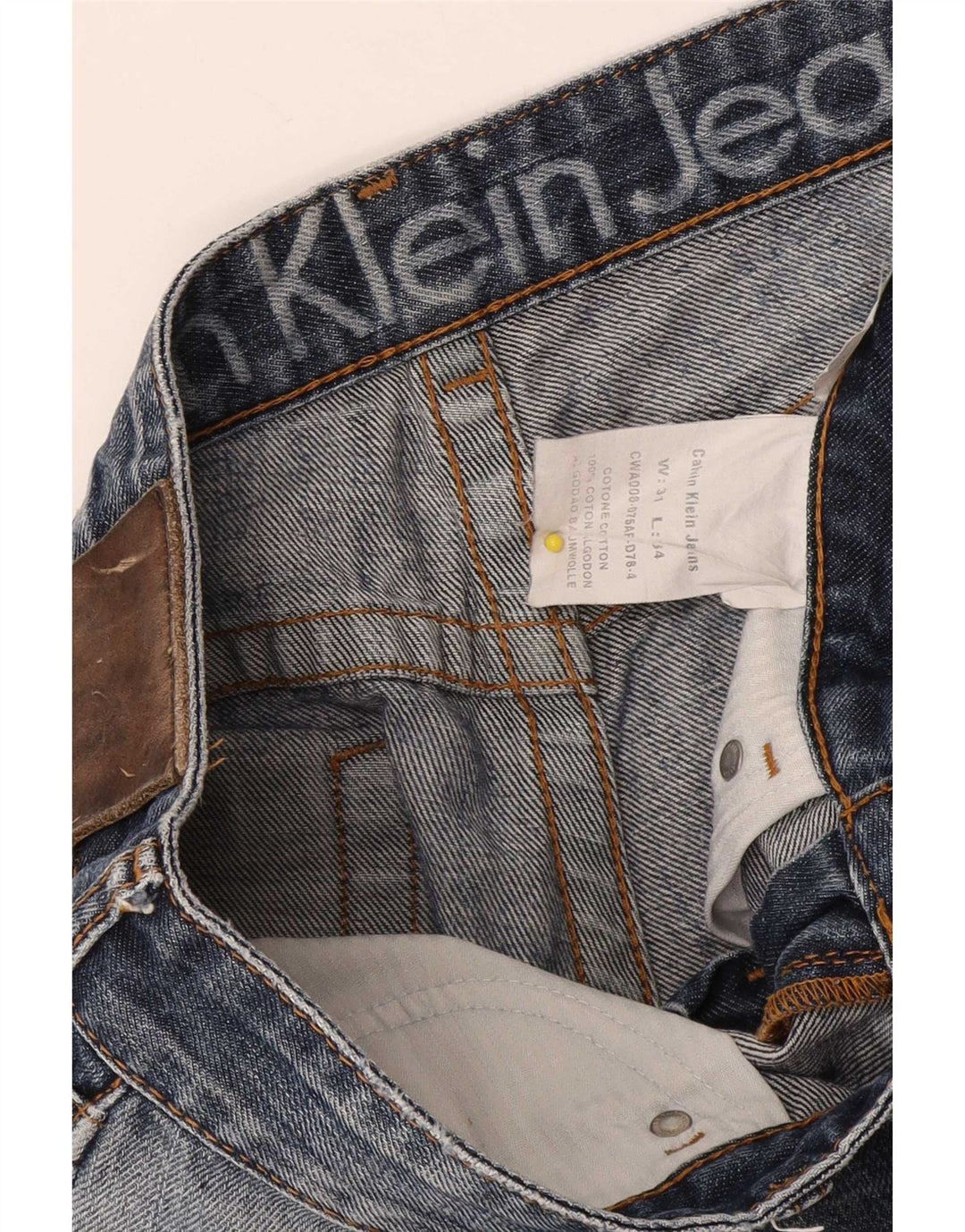 Calvin Klein Mens Straight Jeans W31 L34 Blue Cotton