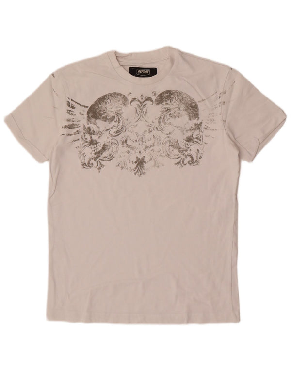 Replay Mens Graphic T-Shirt Top Small White