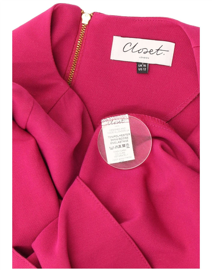 CLOSET Womens Asymmetric Asymmetrical Dress UK 16 Large Pink Polyester