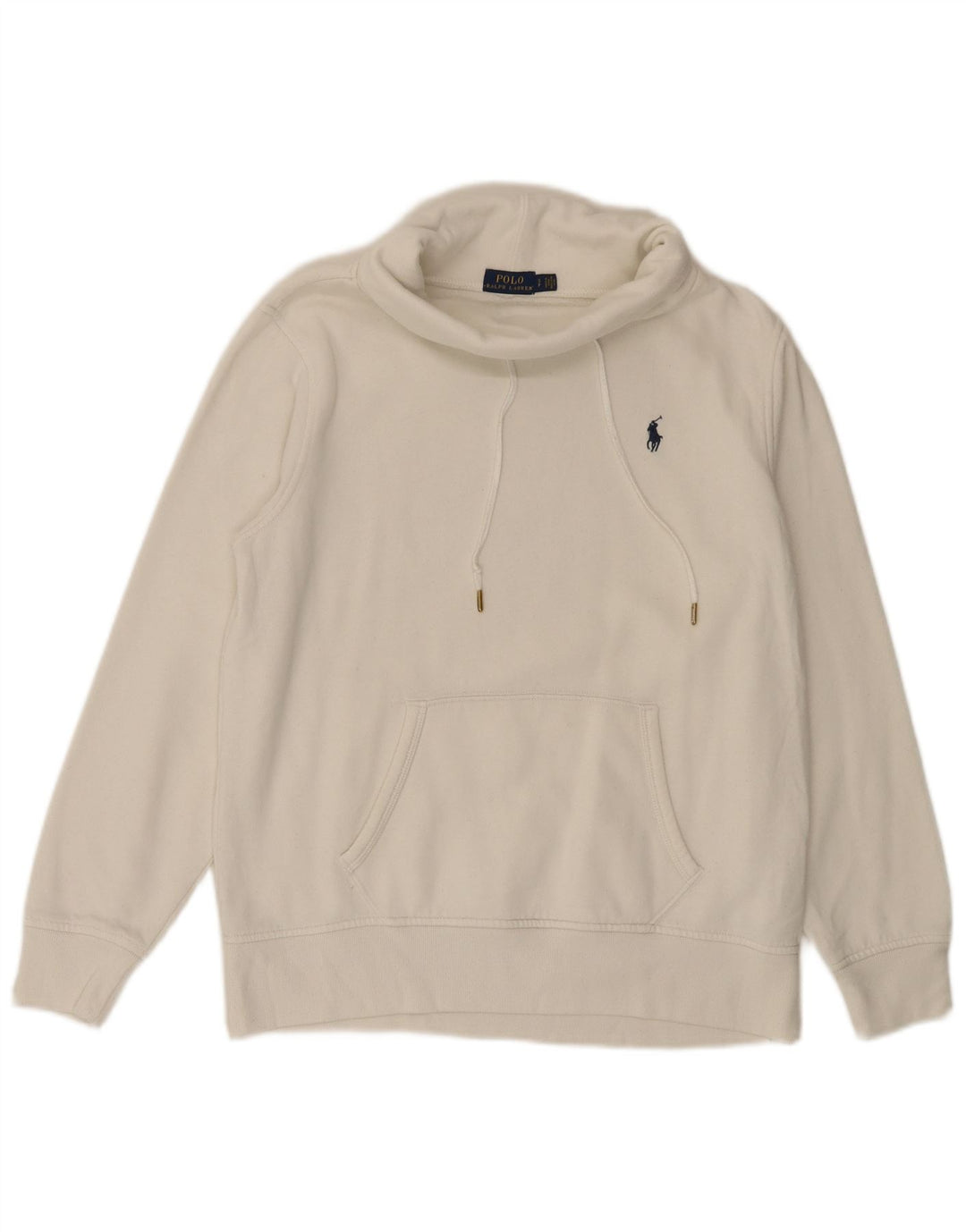 POLO RALPH LAUREN Womens Oversized Sweatshirt Jumper UK 10 Small White