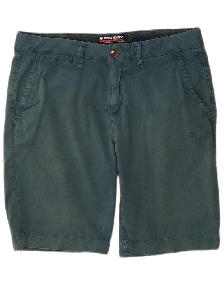 Superdry Mens Regular Chino Shorts W32 Medium Green Cotton