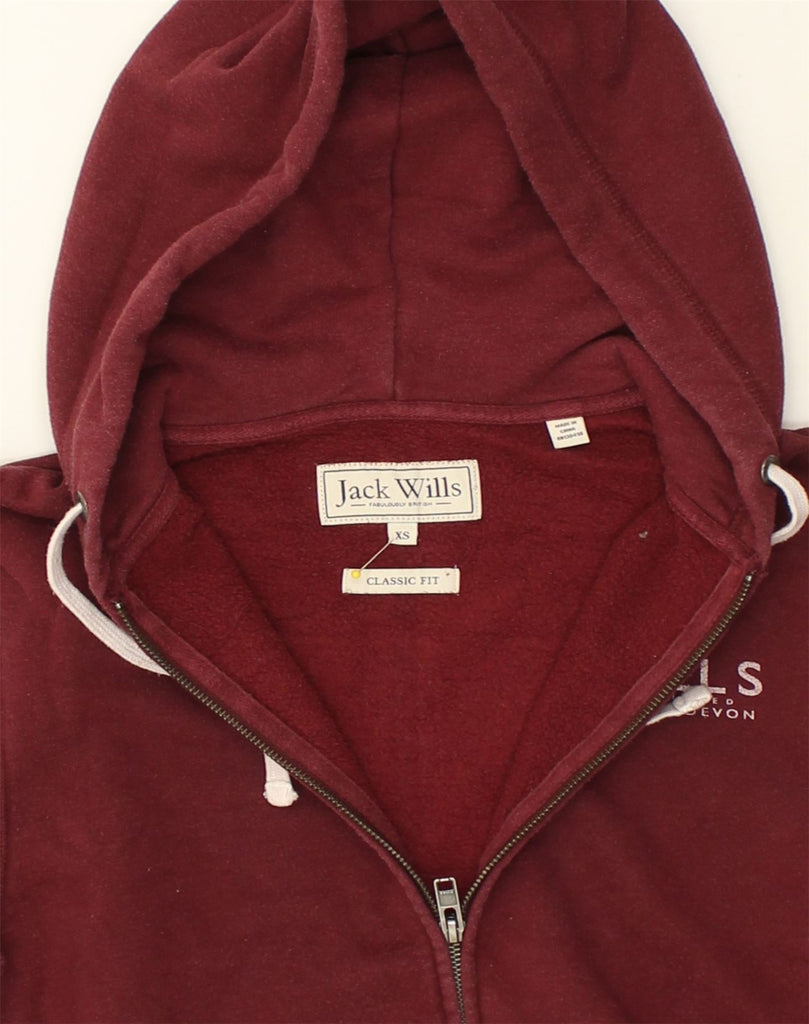 JACK WILLS Mens Zip Hoodie Sweater XS Burgundy Cotton | Vintage Jack Wills | Thrift | Second-Hand Jack Wills | Used Clothing | Messina Hembry 