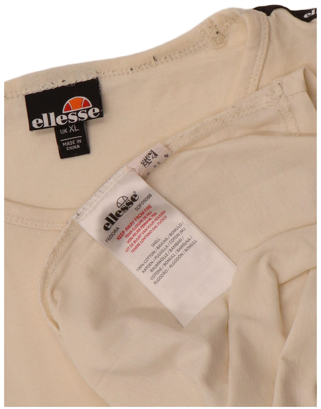 Ellesse Mens Graphic T-Shirt Top XL Off White Cotton