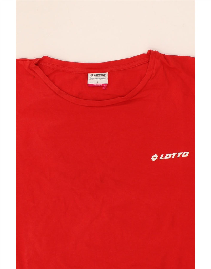 LOTTO Womens T-Shirt Top UK 16 Large Red Cotton Vintage Lotto and Second-Hand Lotto from Messina Hembry 