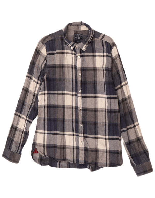 Woolrich Mens Flannel Shirt Medium Navy Blue Plaid