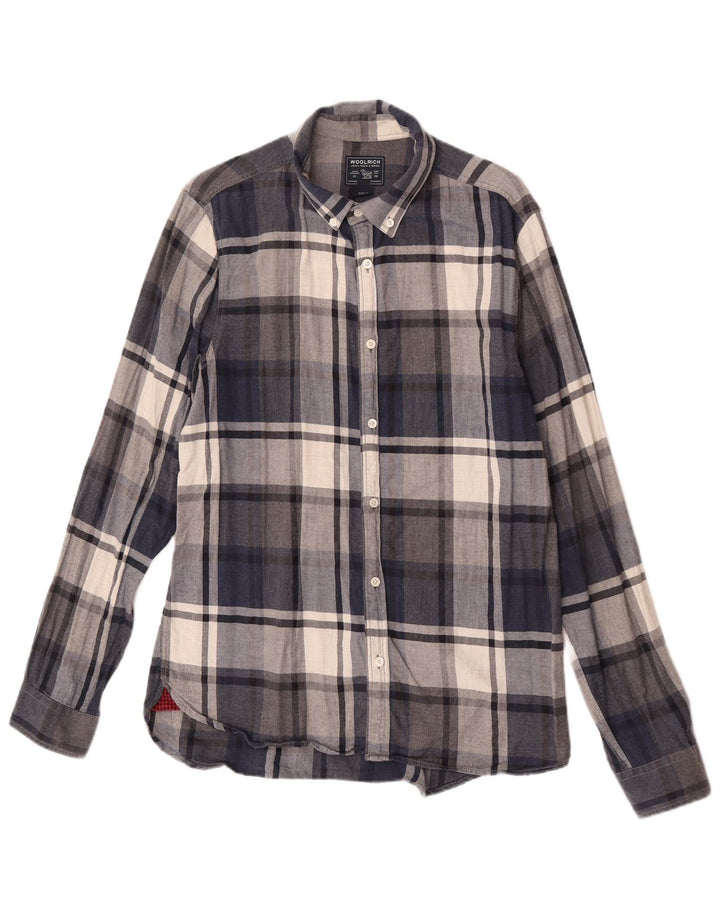 Woolrich Mens Flannel Shirt Medium Navy Blue Plaid
