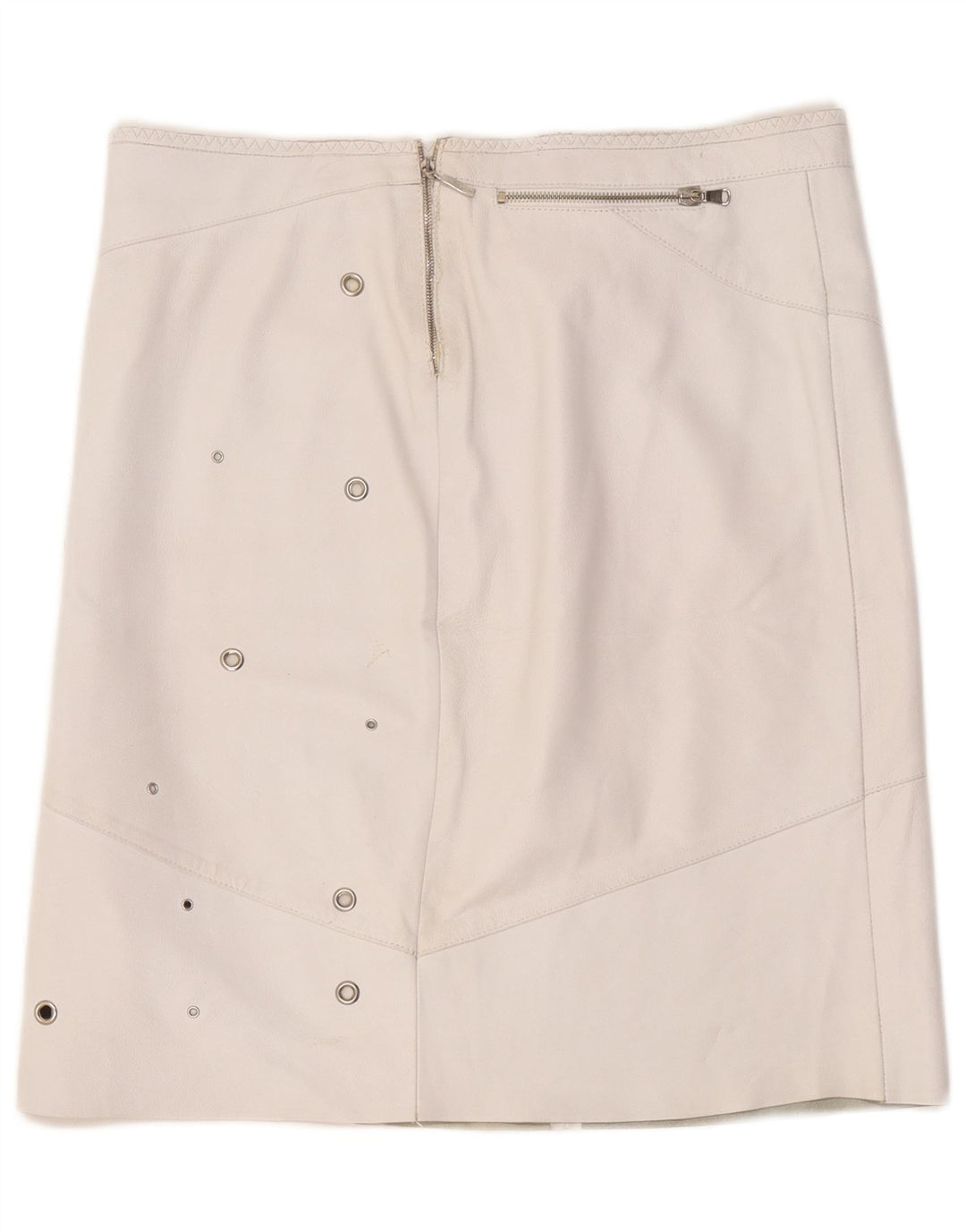 Vintage Womens Leather Skirt W36 XL White