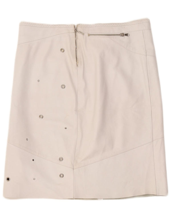 Vintage Womens Leather Skirt W36 XL White