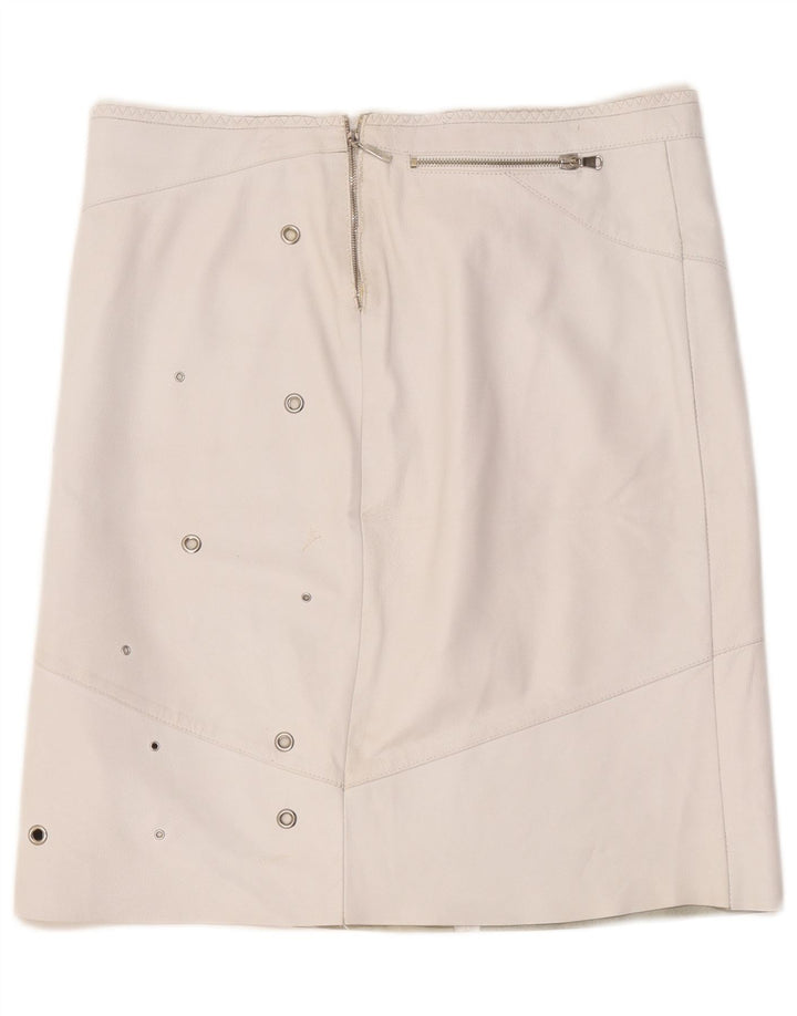 Vintage Womens Leather Skirt W36 XL White
